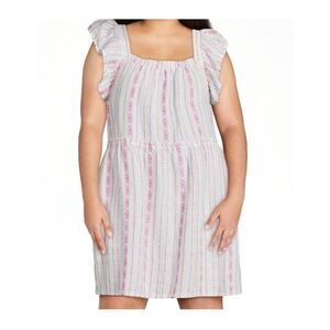 Women Linen Blend Mini Dress Flutter Sleeve‎ Cottage Boho XXL Summer BeachResort